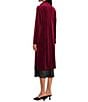 Skies Are Blue Velvet Notch Lapel Long Sleeve Duster Coat, Color:Burgundy - Image 5