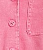 Color:Pink - Image 3 - Washed Cotton Twill Notch Collar Short Sleeve Button Front Belted Romper