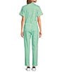 Color:Mint - Image 2 - Washed Notch Collar Cuffed Short Sleeve Button Front Belted Utility Flight Suit