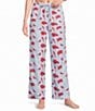 Sleep Sense Blue Cardinal Print Flannel Drawstring Tie Coordinating Holiday Sleep Pants - Image 1