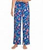 Sleep Sense Blue Ornament Print Flannel Drawstring Tie Coordinating Holiday Sleep Pants - Image 1