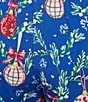 Sleep Sense Blue Ornament Print Flannel Drawstring Tie Coordinating Holiday Sleep Pants - Image 3