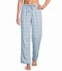 Sleep Sense Blue Plaid Yarn Dye Cotton Portuguese Flannel Drawstring Tie Coordinating Sleep Pants - Image 1