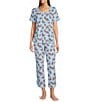 Sleep Sense Butterfly Print Coordinating Knit Sleep Crop Pants - Image 3