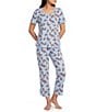 Sleep Sense Butterfly Print Coordinating Knit Sleep Crop Pants - Image 3