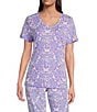 Sleep Sense Butterfly Print Short Sleeve Scoop Neck Coordinating Knit Sleep Top, Color:Spring Butterflies - Image 1