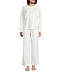 Sleep Sense Cable Knit Print Velour Drawstring Tie Coordinating Sleep Pants - Image 3