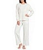 Sleep Sense Cable Knit Print Velour Drawstring Tie Coordinating Sleep Pants - Image 3