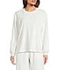Sleep Sense Cable Knit Print Velour Long Sleeve Crew Neck Coordinating Sleep Top - Image 1