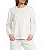 Sleep Sense Cable Knit Print Velour Long Sleeve Crew Neck Coordinating Sleep Top - Image 1