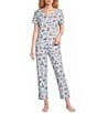 Sleep Sense Camping Dogs Print Short Sleeve Scoop Neck Knit Coordinating Sleep Top - Image 3