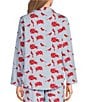 Sleep Sense Cardinal Print Flannel Long Sleeve Notch Collar Coordinating Button-Front Holiday Sleep Top - Image 2