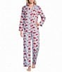Sleep Sense Cardinal Print Flannel Long Sleeve Notch Collar Coordinating Button-Front Holiday Sleep Top - Image 3