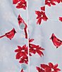 Sleep Sense Cardinal Print Flannel Long Sleeve Notch Collar Coordinating Button-Front Holiday Sleep Top - Image 4