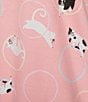Color:Pink Cat - Image 4 - Cat Print Short Sleeve Scoop Neck Coordinating Sleep Top