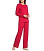 Sleep Sense Christmas Polka Dot Print Long Sleeve Crew Neck Knit Pajama Set - Image 1