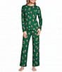 Sleep Sense Classic Santa Print Knit Drawstring Coordinating Sleep Pants - Image 3
