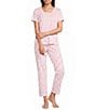 Sleep Sense Coffee Script Print Coordinating Knit Crop Sleep Pants - Image 3