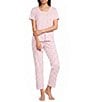 Sleep Sense Coffee Script Print Short Sleeve Scoop Neck Knit Coordinating Sleep Top - Image 3