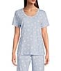 Sleep Sense Dandelion Print Short Sleeve Scoop Neck Coordinating Knit Sleep Top, Color:Dandelions - Image 1