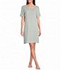 Sleep Sense Dotted Print Short Sleeve Crew Neck Coordinating Knit Sleep Shirt - Image 1