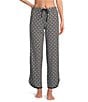 Sleep Sense Drawstring Tie Coordinating Knit Sleep Pants, Color:Black Tile Print - Image 1
