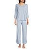 Sleep Sense Drawstring Tie Coordinating Knit Sleep Pants, Color:Blue Tile Print - Image 3