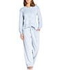 Sleep Sense Embossed Snowflake Print Velour Long Sleeve Crew Neck Coordinating Holiday Sleep Top, Color:Snowflake - Image 4
