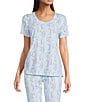 Sleep Sense Flamingo Print Short Sleeve Scoop Neck Coordinating Sleep Top, Color:Flamingos - Image 1
