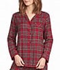 Sleep Sense Flannel Long Sleeve Notch Collar Coordinating Button Front Holiday Sleep Top - Image 1