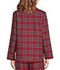 Sleep Sense Flannel Long Sleeve Notch Collar Coordinating Button Front Holiday Sleep Top - Image 2