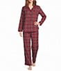 Sleep Sense Flannel Long Sleeve Notch Collar Coordinating Button Front Holiday Sleep Top - Image 3