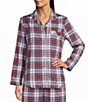Sleep Sense Flannel Long Sleeve Notch Collar Coordinating Button Front Holiday Sleep Top - Image 1