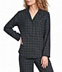 Sleep Sense Flannel Long Sleeve Notch Collar Coordinating Button Front Holiday Sleep Top - Image 1