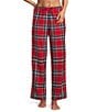 Sleep Sense Flannel Plaid Drawstring Elastic Waist Coordinating Holiday Sleep Pants, Color:Red Plaid - Image 1