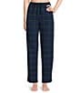 Sleep Sense Flannel Plaid Drawstring Elastic Waist Coordinating Holiday Sleep Pants, Color:Navy Plaid - Image 1