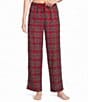 Sleep Sense Flannel Red Plaid Print Drawstring Elastic Waist Coordinating Holiday Sleep Pants - Image 1
