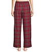 Sleep Sense Flannel Red Plaid Print Drawstring Elastic Waist Coordinating Holiday Sleep Pants - Image 2
