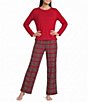 Sleep Sense Flannel Red Plaid Print Drawstring Elastic Waist Coordinating Holiday Sleep Pants - Image 3