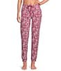 Sleep Sense Floral Leopard Knit Drawstring Tie Coordinating Sleep Joggers - Image 1