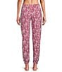 Sleep Sense Floral Leopard Knit Drawstring Tie Coordinating Sleep Joggers - Image 2
