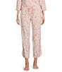 Color:Pink/White Floral - Image 1 - Floral Print Drawstring Tie Coordinating Knit Sleep Pant