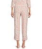 Color:Pink/White Floral - Image 2 - Floral Print Drawstring Tie Coordinating Knit Sleep Pant