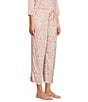 Color:Pink/White Floral - Image 3 - Floral Print Drawstring Tie Coordinating Knit Sleep Pant
