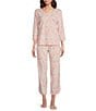 Color:Pink/White Floral - Image 4 - Floral Print Drawstring Tie Coordinating Knit Sleep Pant
