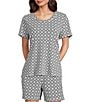 Sleep Sense Geo Print Short Sleeve Scoop Neck Coordinating Sleep Top - Image 1