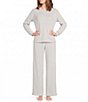 Sleep Sense Grey Print Velour Drawstring Elastic Waist Coordinating Holiday Sleep Pants - Image 3