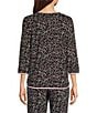 Sleep Sense Heart Print Scoop Neck 3/4 Sleeve Knit Coordinating Sleep Top, Color:Heart Print - Image 2