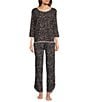 Sleep Sense Heart Print Scoop Neck 3/4 Sleeve Knit Coordinating Sleep Top, Color:Heart Print - Image 3