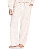 Sleep Sense Heart Print Velour Drawstring Elastic Waist Coordinating Sleep Pant, Color:Pink Heart - Image 1